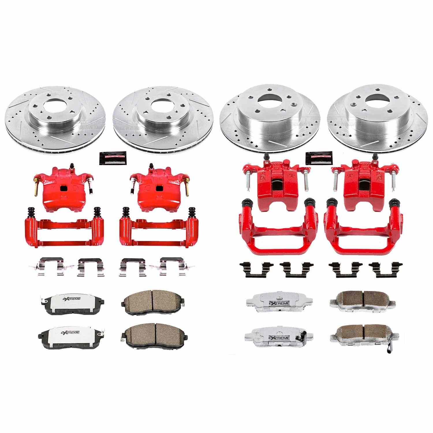 Power Stop 03-05 Infiniti G35 Front & Rear Z26 Street Warrior Brake Kit w/Calipers