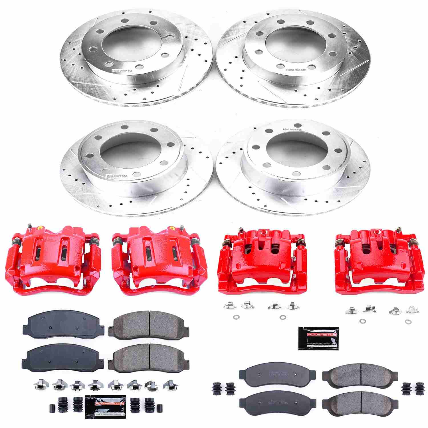 Power Stop 07-08 Ford F-250 Super Duty Front & Rear Z23 Evolution Kit w/Cals