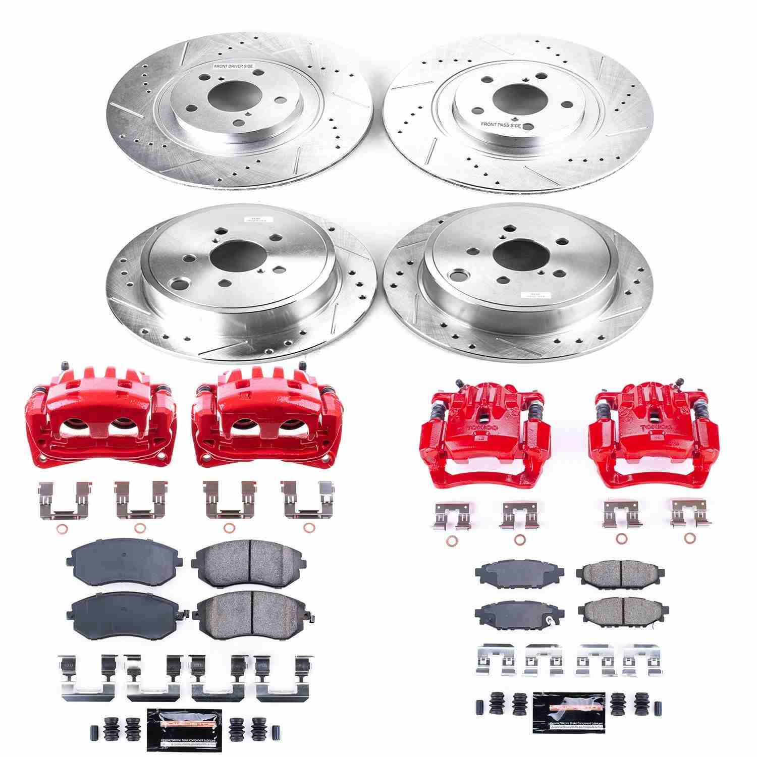 Power Stop 10-12 Subaru Legacy Front & Rear Z23 Evolution Sport Brake Kit w/Calipers
