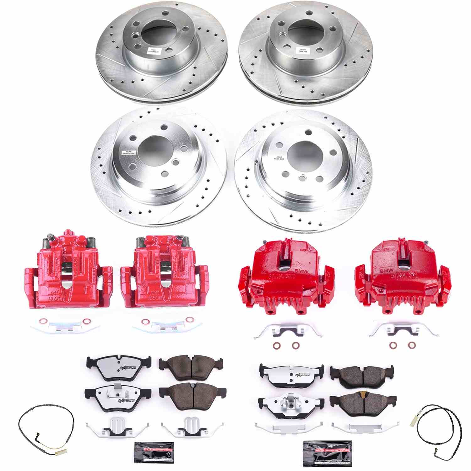 Power Stop 2007 BMW 328xi Front & Rear Z26 Street Warrior Brake Kit w/Calipers