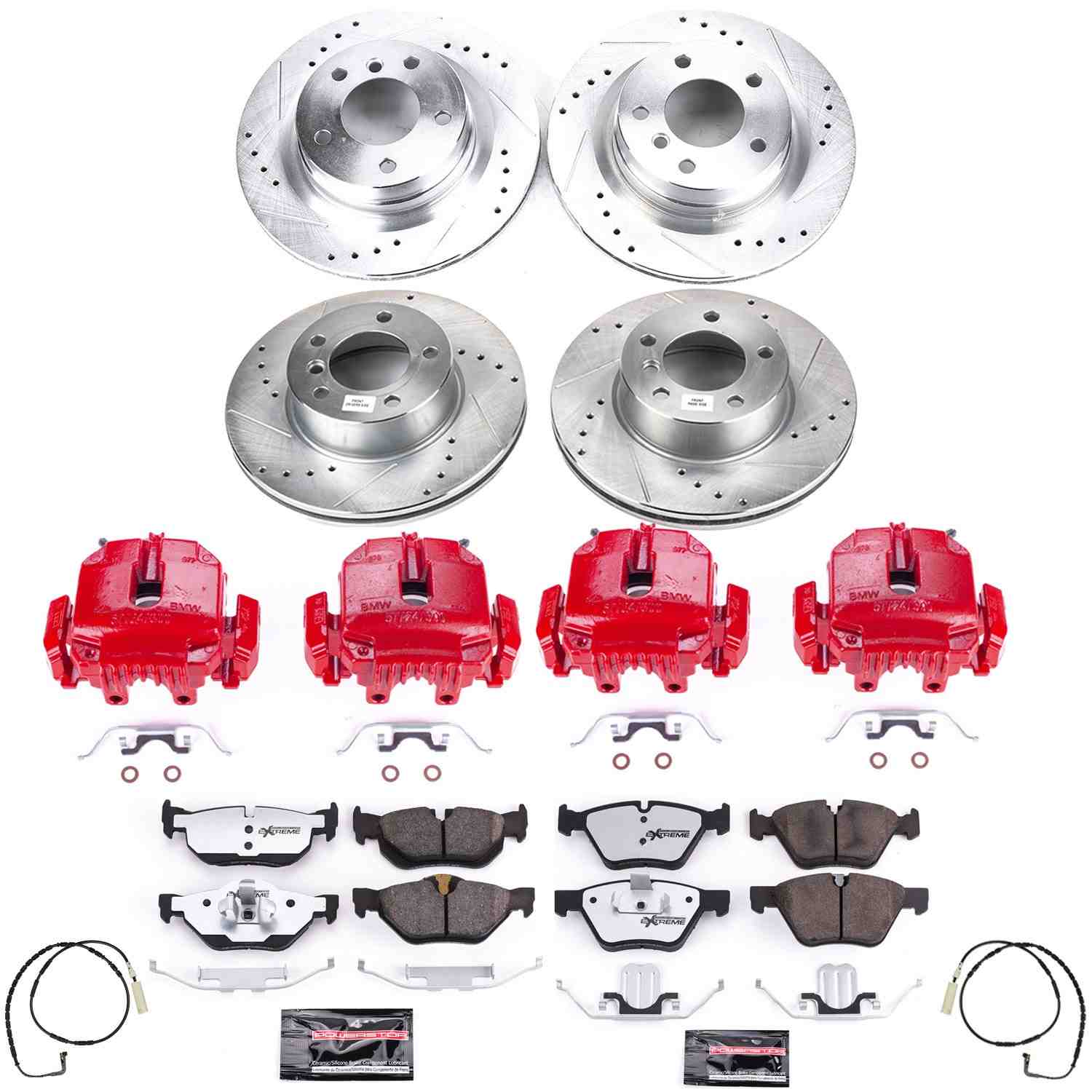 Power Stop 2007 BMW 328i Front & Rear Z26 Street Warrior Brake Kit w/Calipers