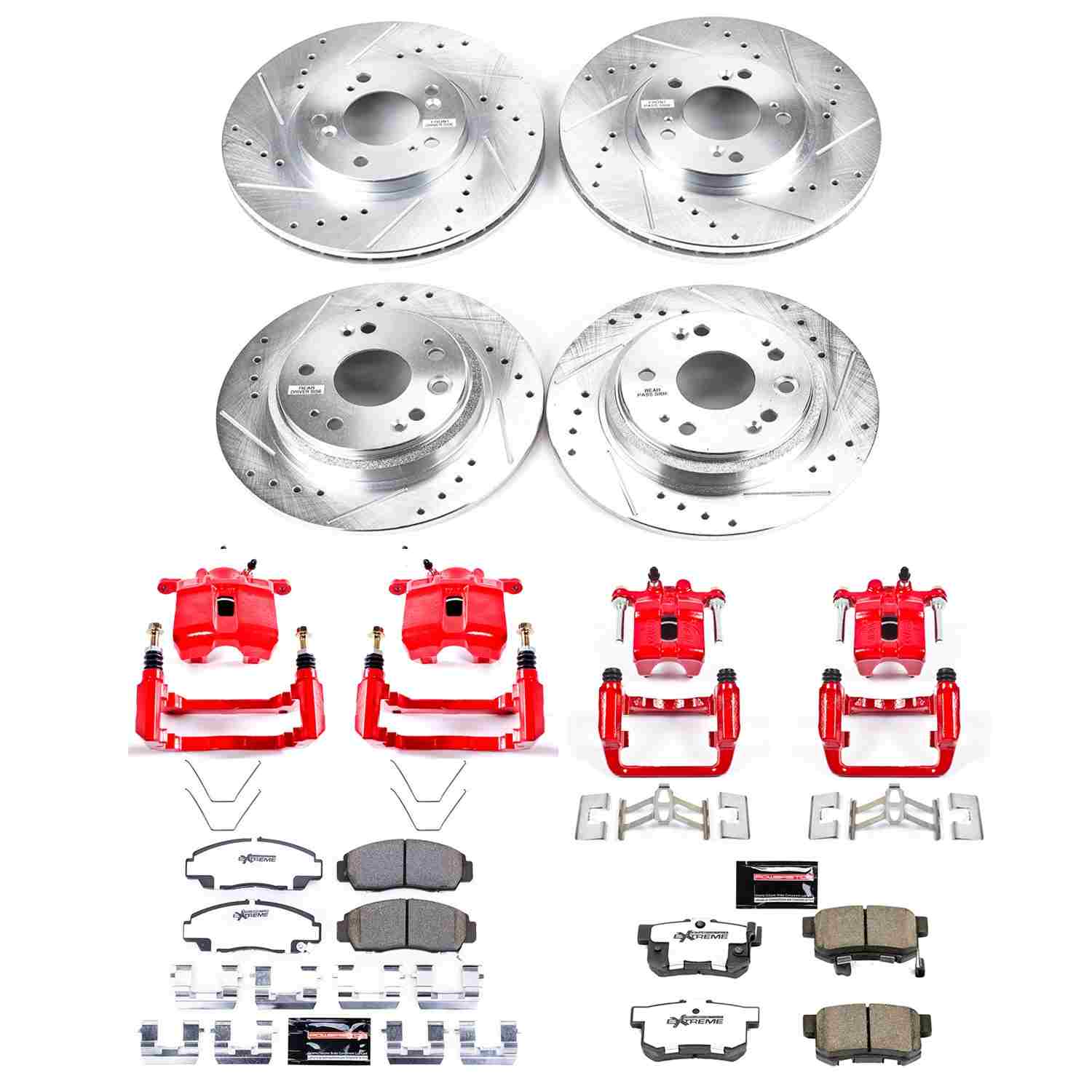 Power Stop 02-04 Acura RL Front & Rear Z26 Street Warrior Brake Kit w/Calipers