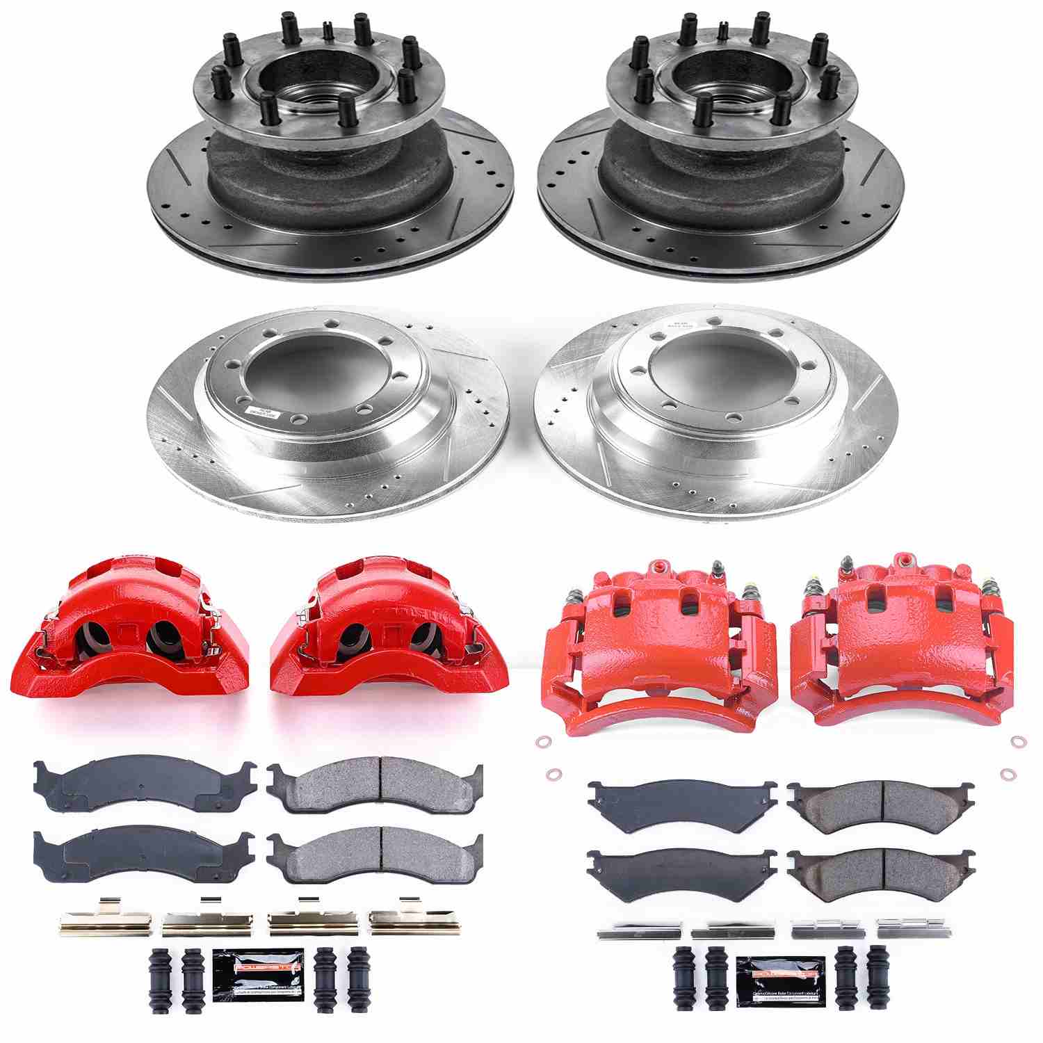 Power Stop 01-02 Ford E-350 Super Duty Front & Rear Z23 Evolution Kit w/Cals