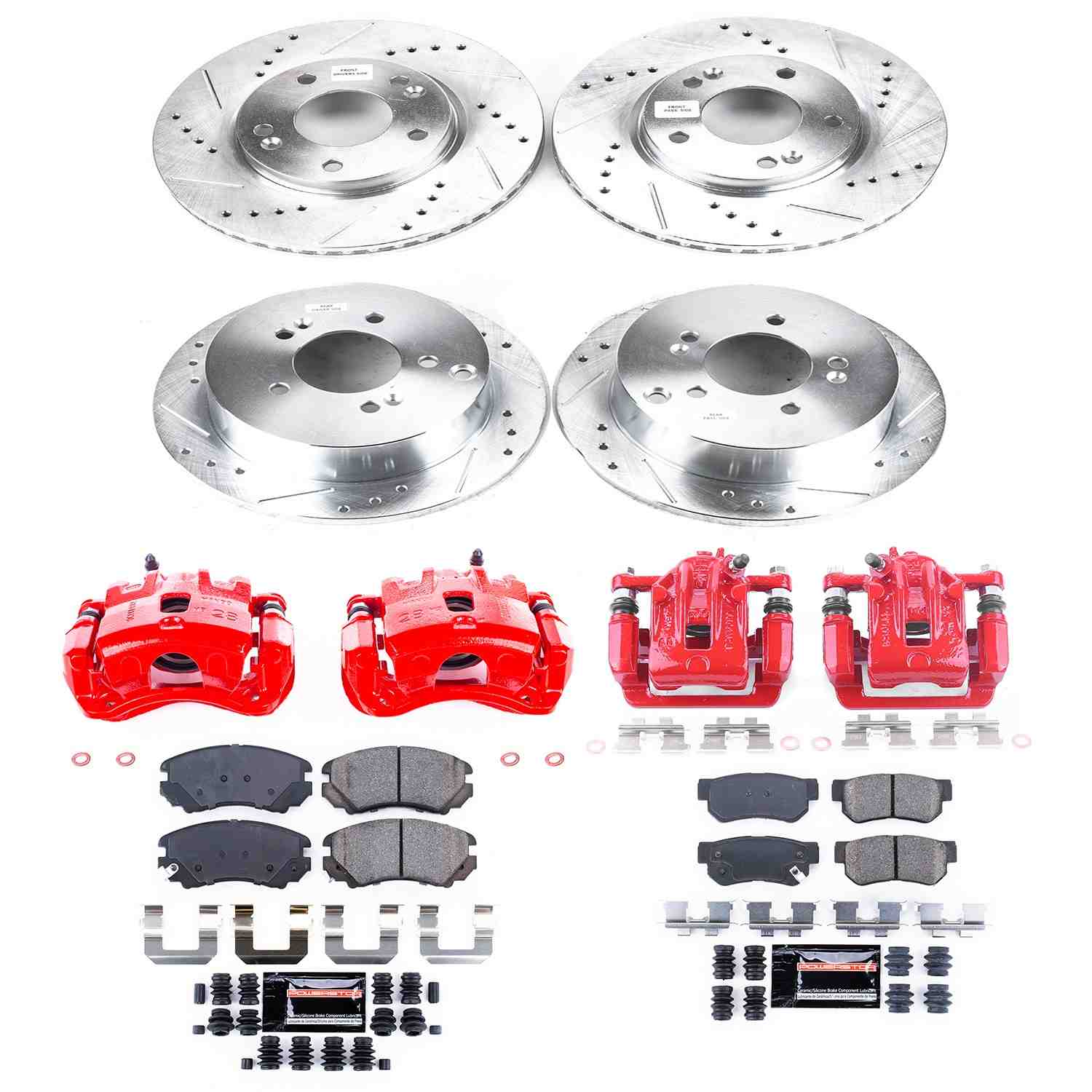 Power Stop 05-09 Hyundai Tucson Front & Rear Z23 Evolution Sport Brake Kit w/Calipers