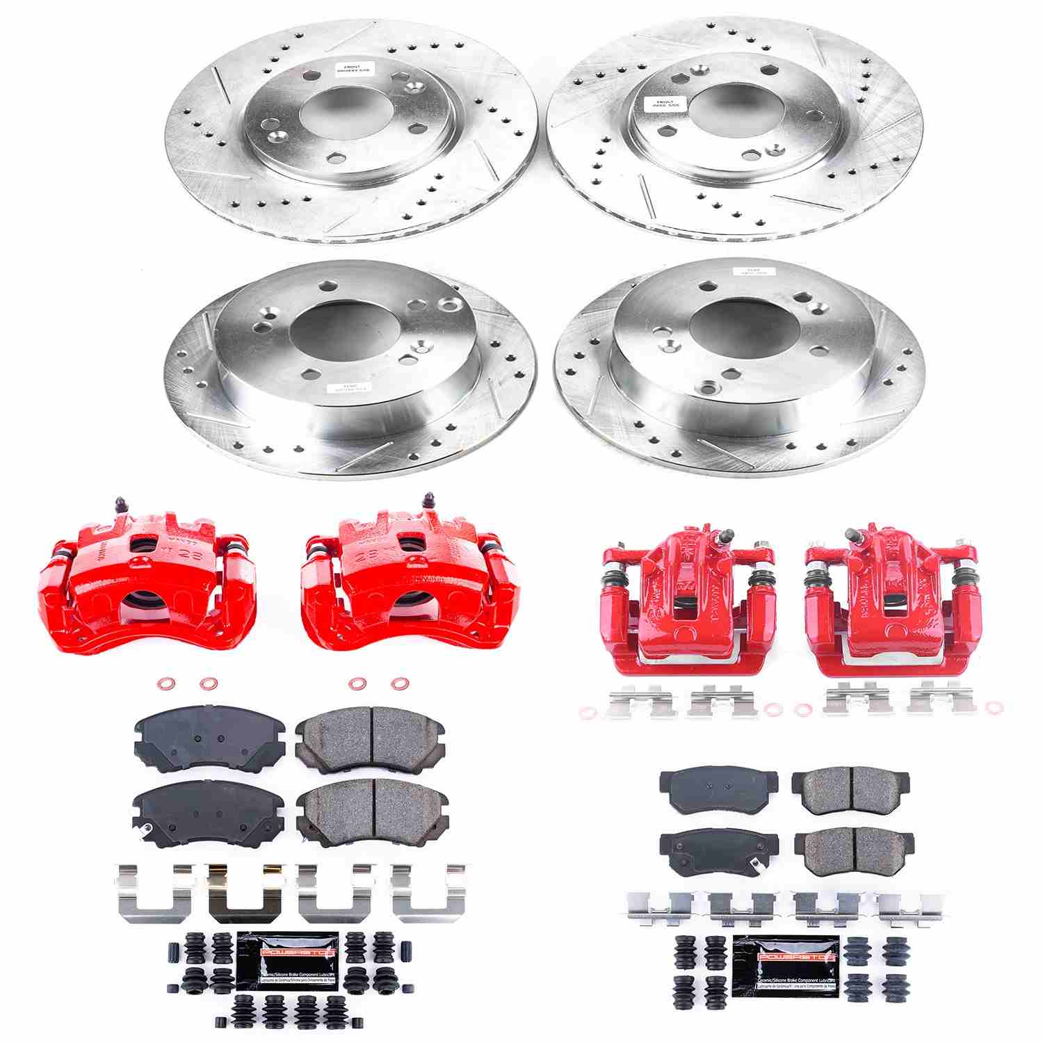 Power Stop 05-09 Hyundai Tucson Front & Rear Z23 Evolution Sport Brake Kit w/Calipers