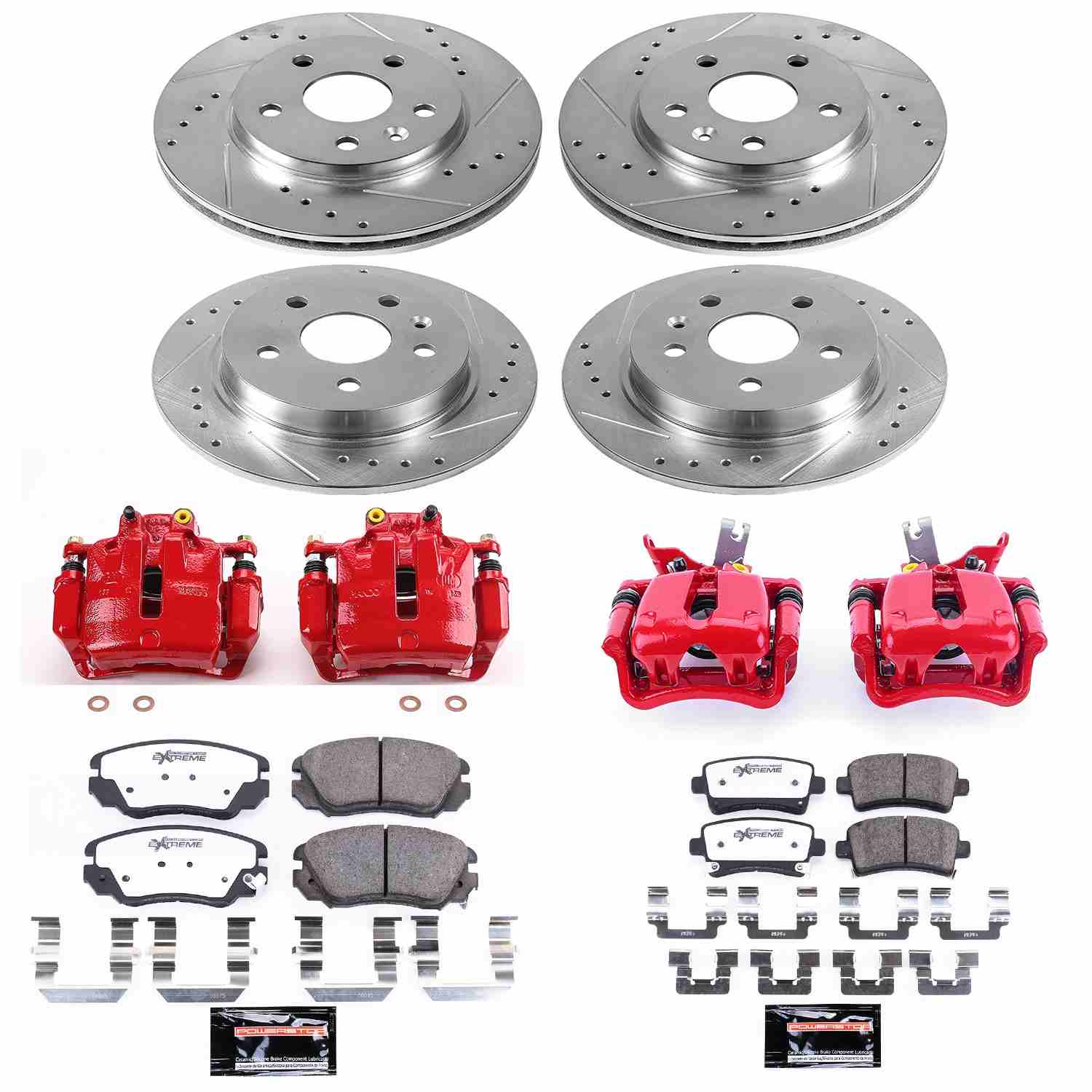 Power Stop 14-15 Chevrolet Malibu Front & Rear Z26 Street Warrior Brake Kit w/Calipers