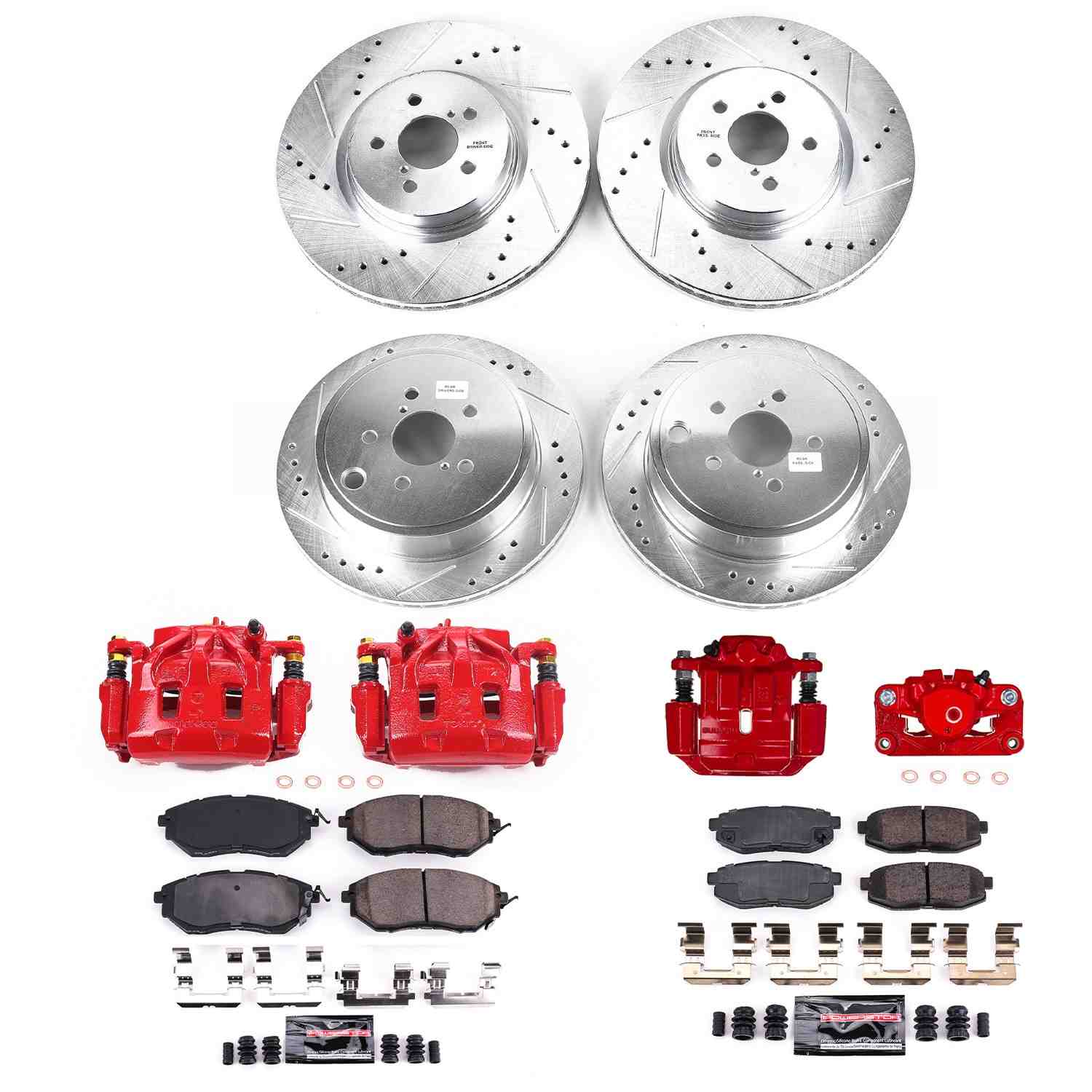 Power Stop 10-14 Subaru Outback Front & Rear Z23 Coated Brake Kit w/Calipers