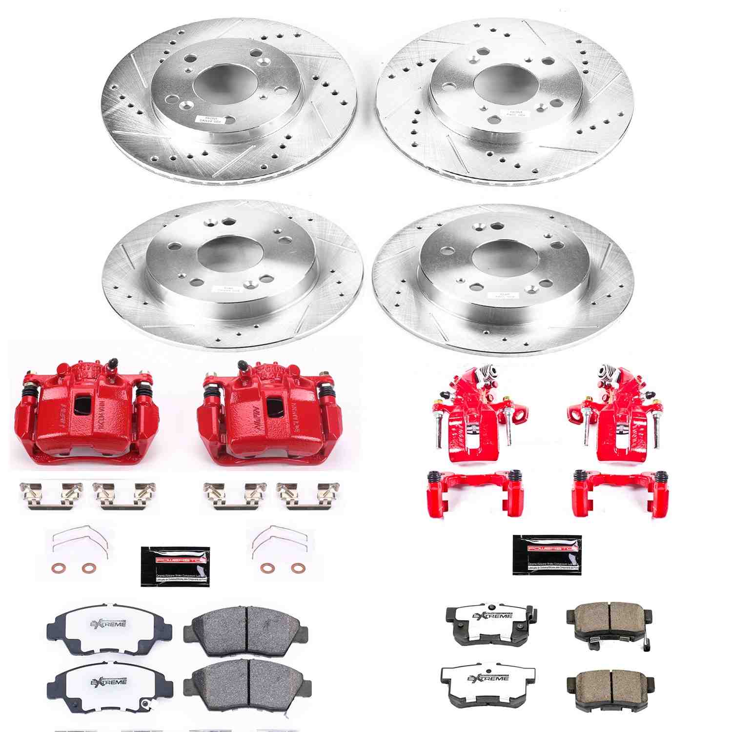 Power Stop 13-15 Acura ILX Front & Rear Z26 Street Warrior Brake Kit w/Calipers