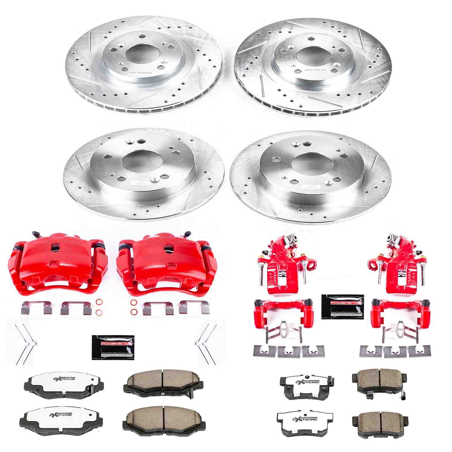 Power Stop 12-15 Honda Civic Front & Rear Z26 Street Warrior Brake Kit w/Calipers