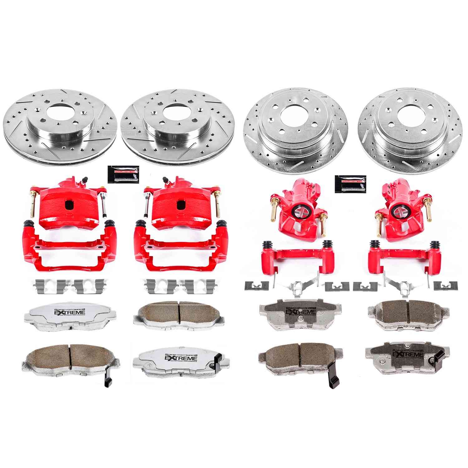 Power Stop 99-00 Honda Civic Front & Rear Z26 Street Warrior Brake Kit w/Calipers