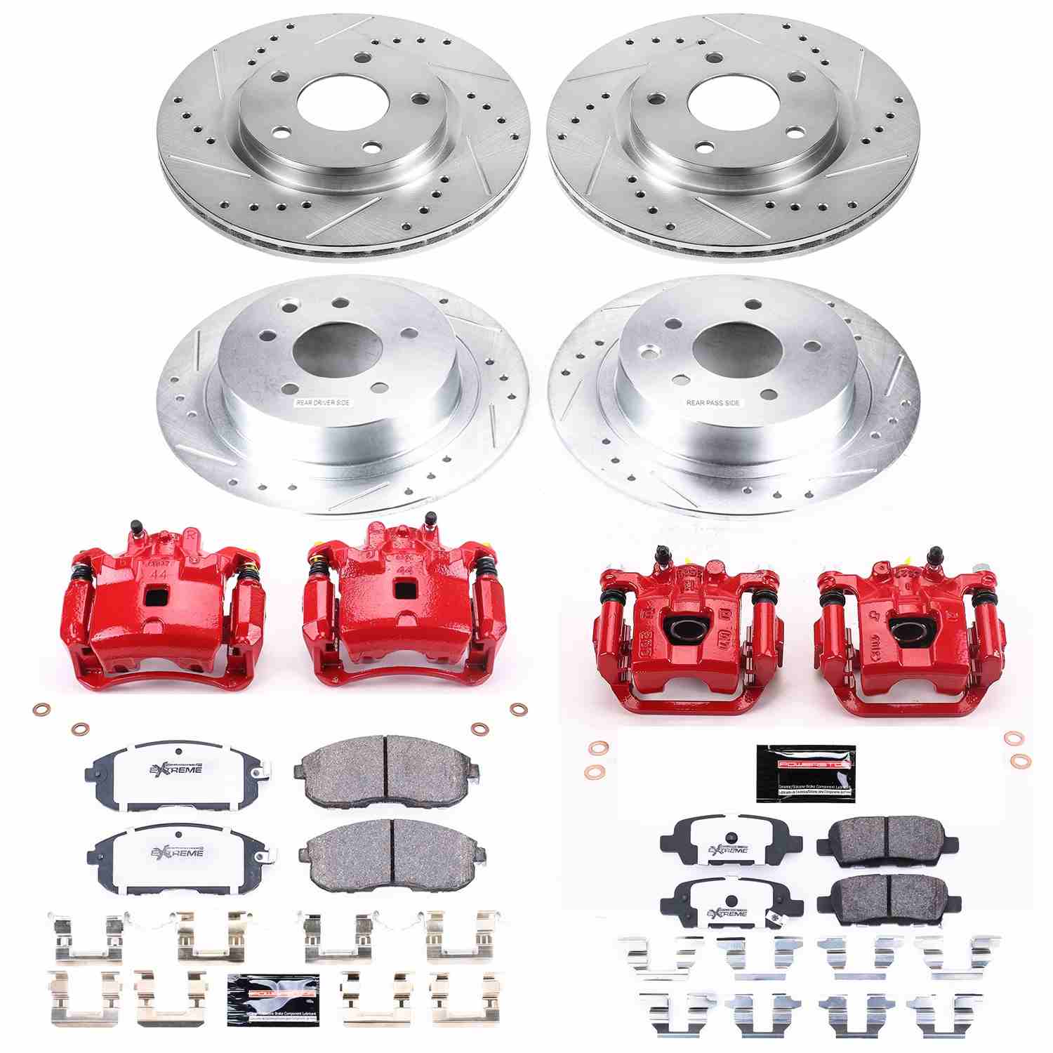 Power Stop 17-18 Nissan Sentra Front & Rear Z26 Street Warrior Brake Kit w/Calipers