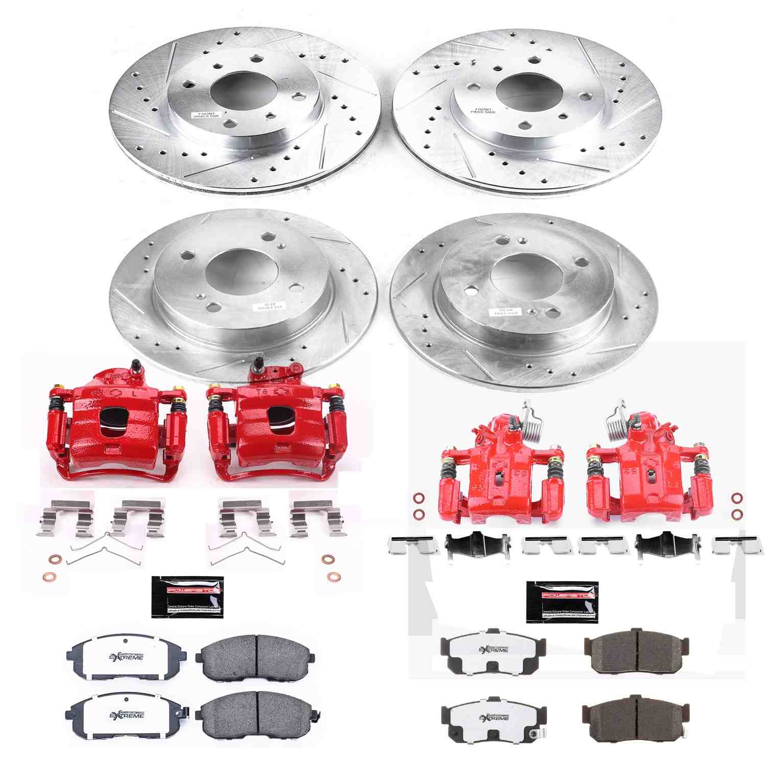 Power Stop 00-01 Nissan Sentra Front & Rear Z26 Street Warrior Brake Kit w/Calipers