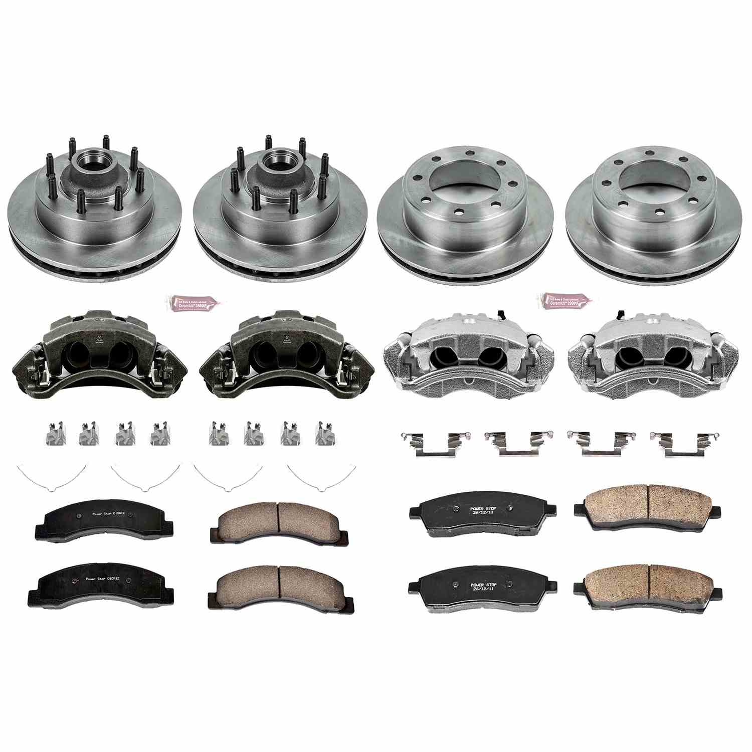 Power Stop 2000 Ford Excursion Front & Rear Autospecialty Kit w/Calipers