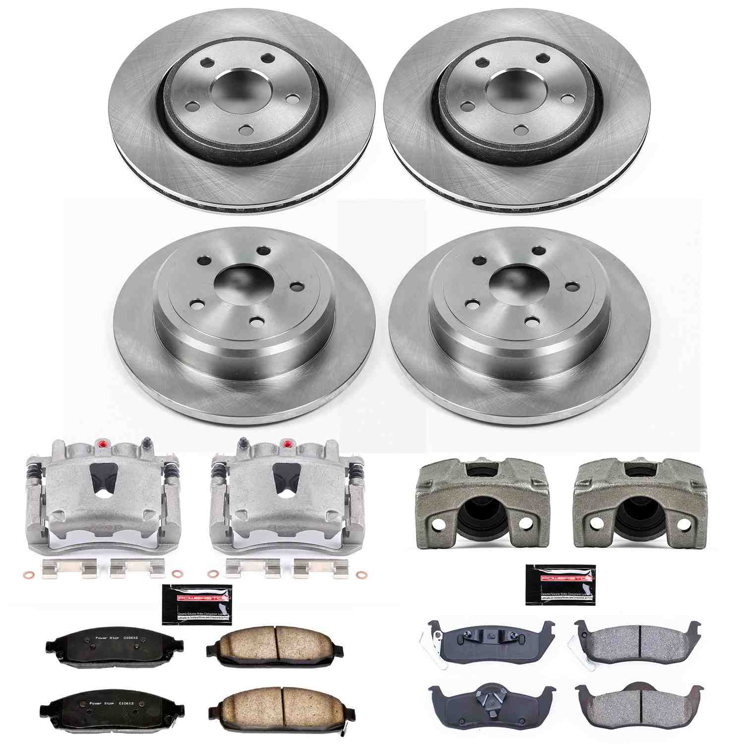 Power Stop 06-10 Jeep Commander Front & Rear Autospecialty Kit w/Cals
