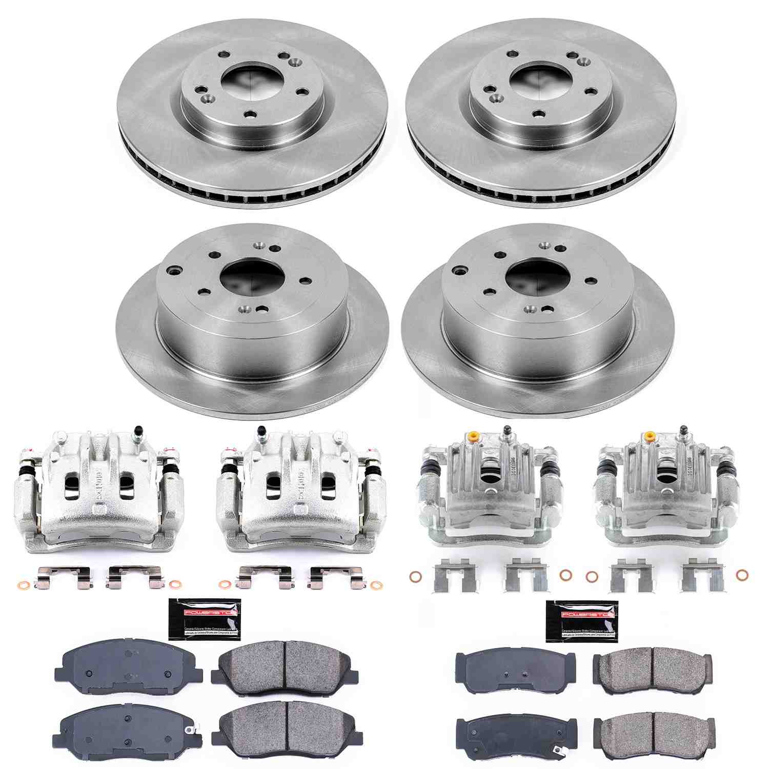 Power Stop 07-09 Hyundai Santa Fe Front & Rear Autospecialty Kit w/Cals