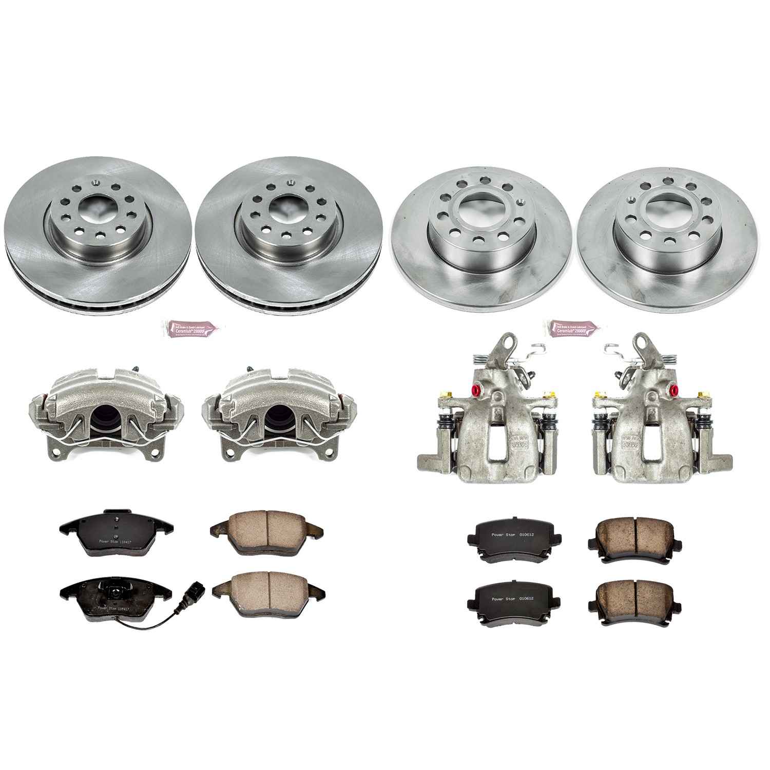 Power Stop 2008 Audi A3 Front & Rear Autospecialty Brake Kit w/Calipers