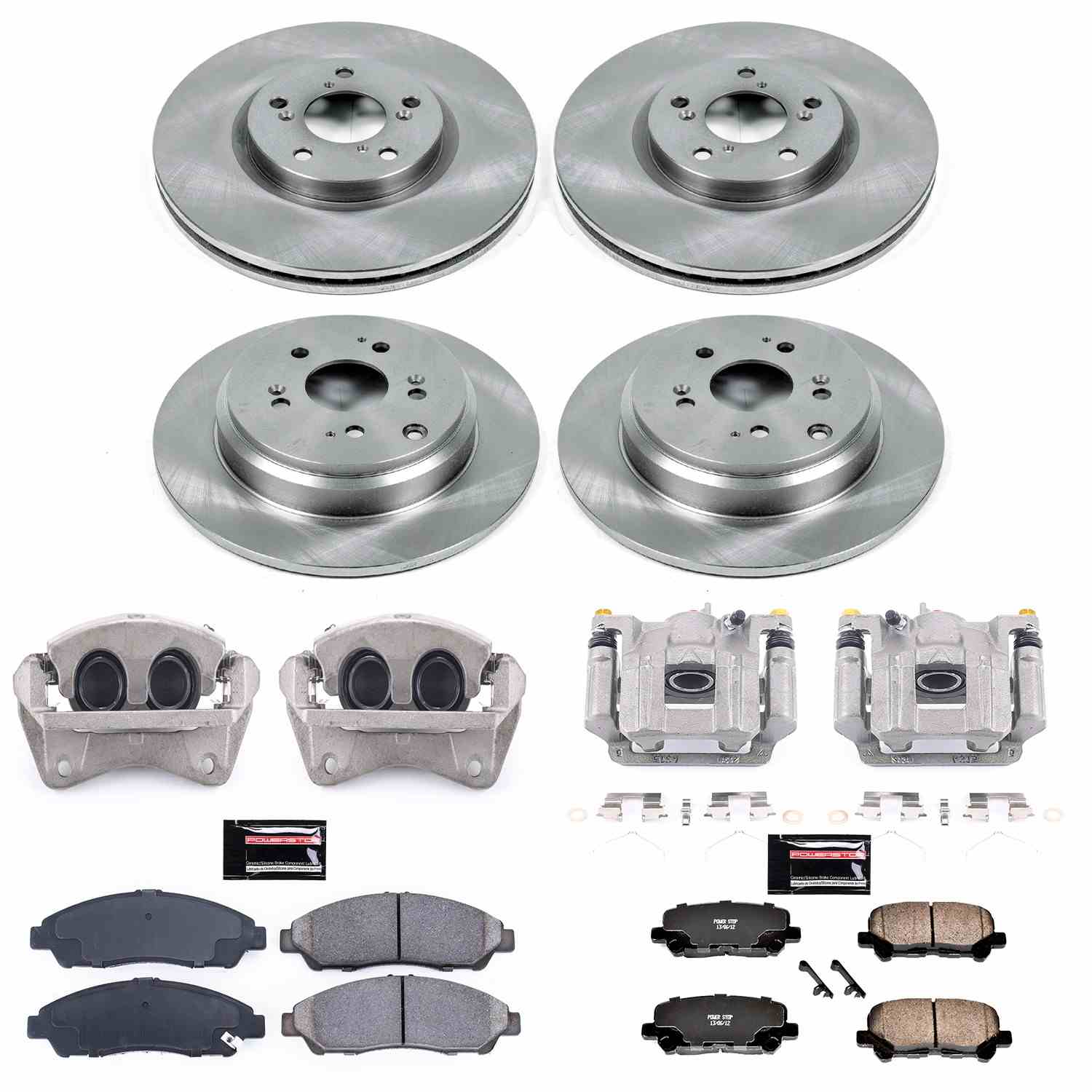 Power Stop 12-15 Honda Pilot Front & Rear Autospecialty Kit w/Cals