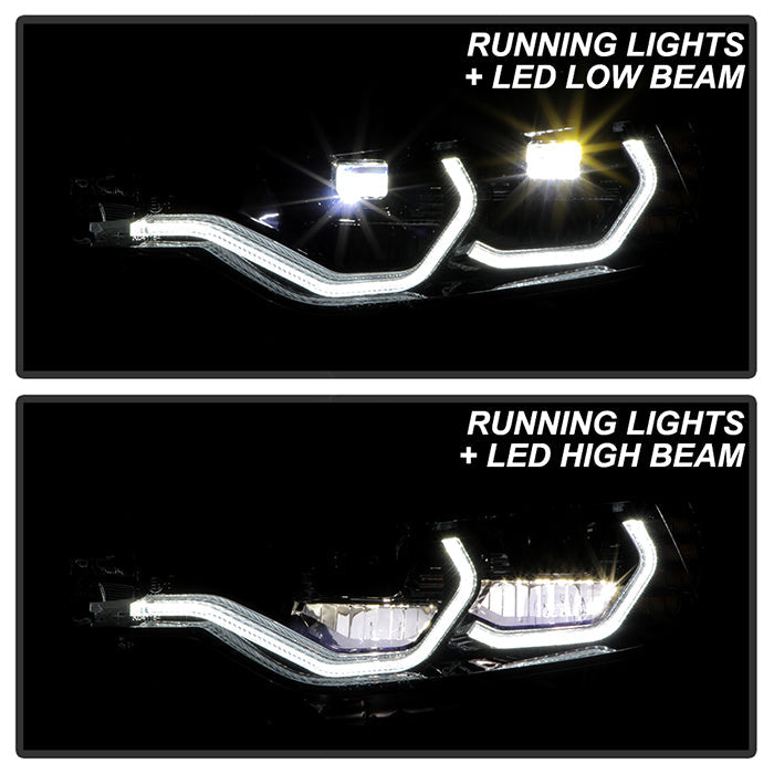 xTune BMW F30 LED DRL Projector Headlights - Black (PRO-JH-BMWF3012-LED-BK)