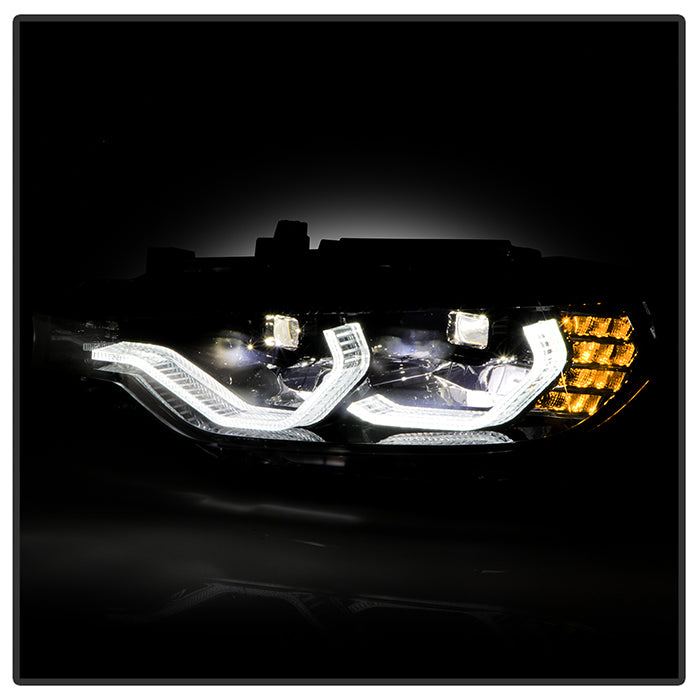 xTune BMW F30 LED DRL Projector Headlights - Black (PRO-JH-BMWF3012-LED-BK)