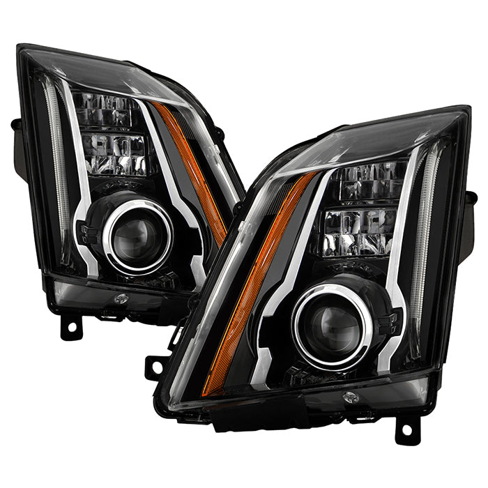 xTune 08-14 Cadillac CTS LED Switch Back Projector Headlights - Black (PRO-JH-CACTS08-LED-BK)