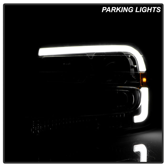 xTune 02-09 Chevrolet Trailblazer Projector Headlights Light Bar DRL - Black (PRO-JH-CTB02-LBDRL-BK)