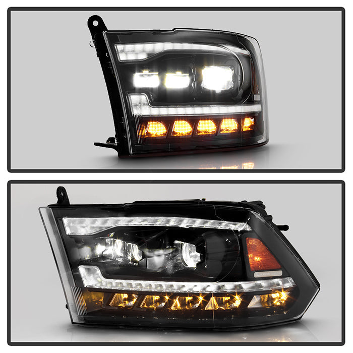 Spyder 09-18 Dodge Ram 1500 (Halogen Model Only) Full LED Headlights - Black (PRO-JH-DR09-FLED-BK)