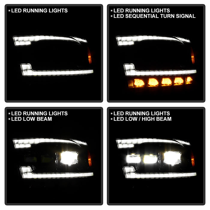 Spyder 09-18 Dodge Ram 1500 (Halogen Model Only) Full LED Headlights - Black (PRO-JH-DR09-FLED-BK)