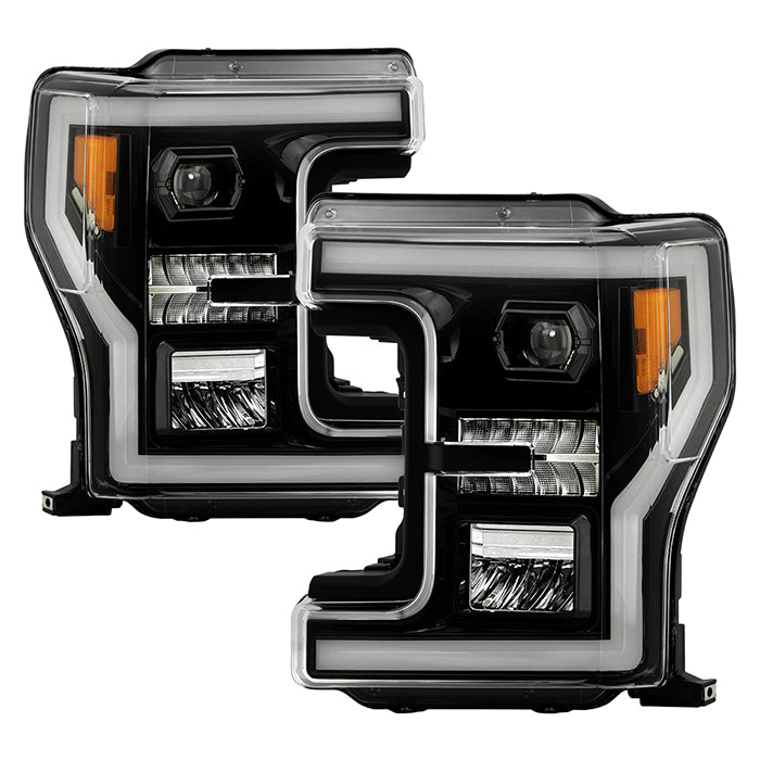xTune 17-19 Ford F250/350 Super Duty Halogen Only Full LED Headlights - Blk (PRO-JH-FF25017-FLED-BK)