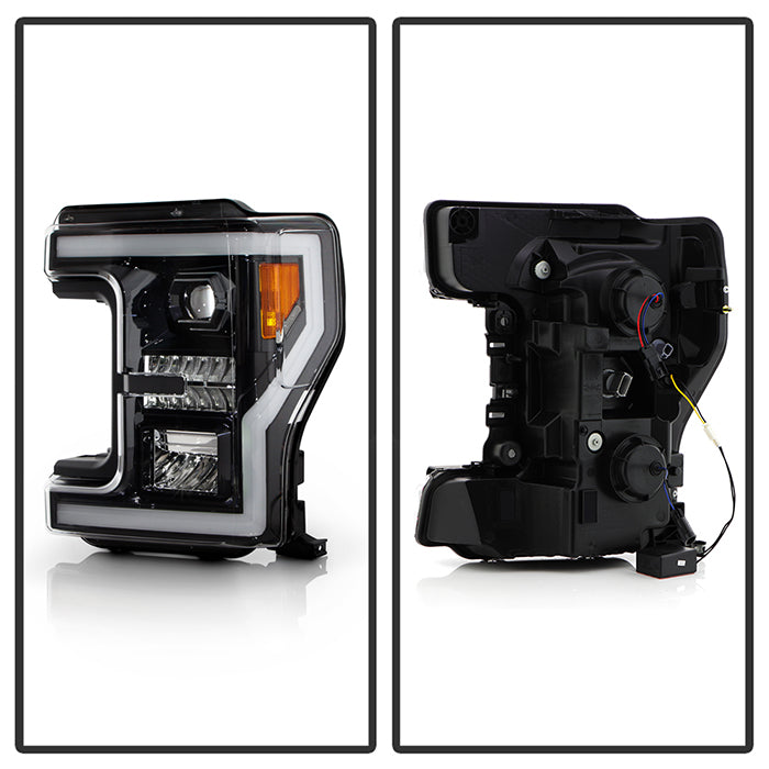 xTune 17-19 Ford F250/350 Super Duty Halogen Only Full LED Headlights - Blk (PRO-JH-FF25017-FLED-BK)