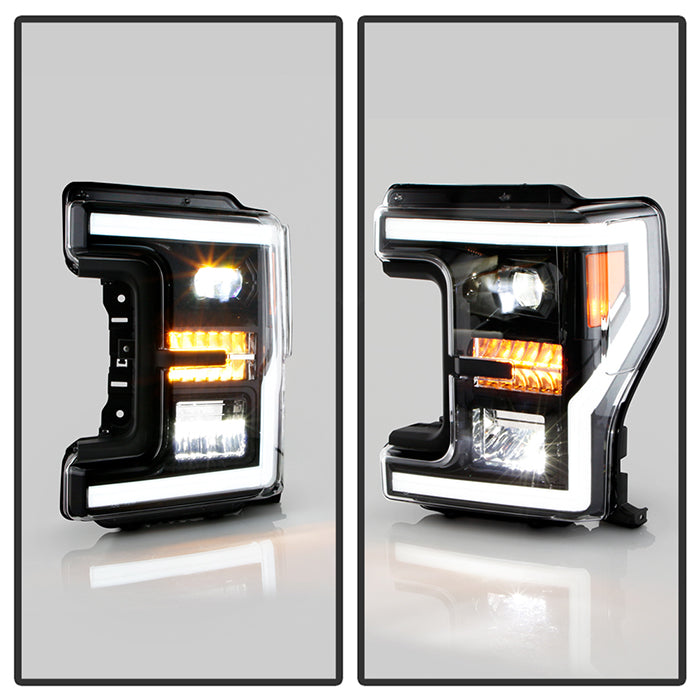 xTune 17-19 Ford F250/350 Super Duty Halogen Only Full LED Headlights - Blk (PRO-JH-FF25017-FLED-BK)