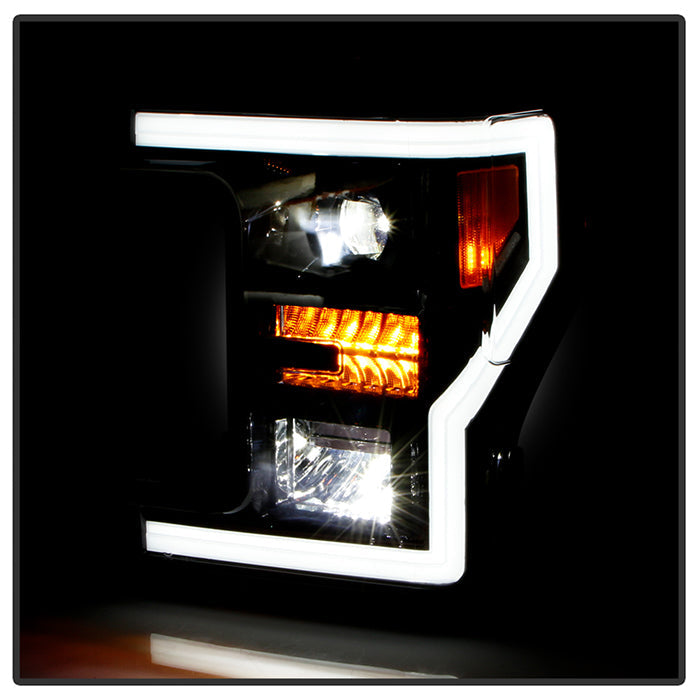 xTune 17-19 Ford F250/350 Super Duty Halogen Only Full LED Headlights - Blk (PRO-JH-FF25017-FLED-BK)