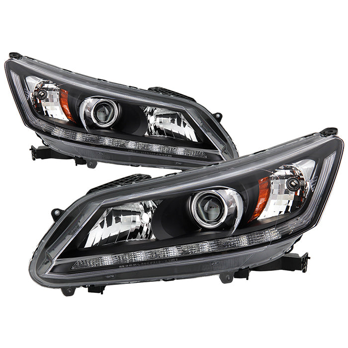 xTune 13-15 Honda Accord LED Blue Start / Sequential Signal DRL Proj - Blk - PRO-JH-HA14-4D-SLED-BK
