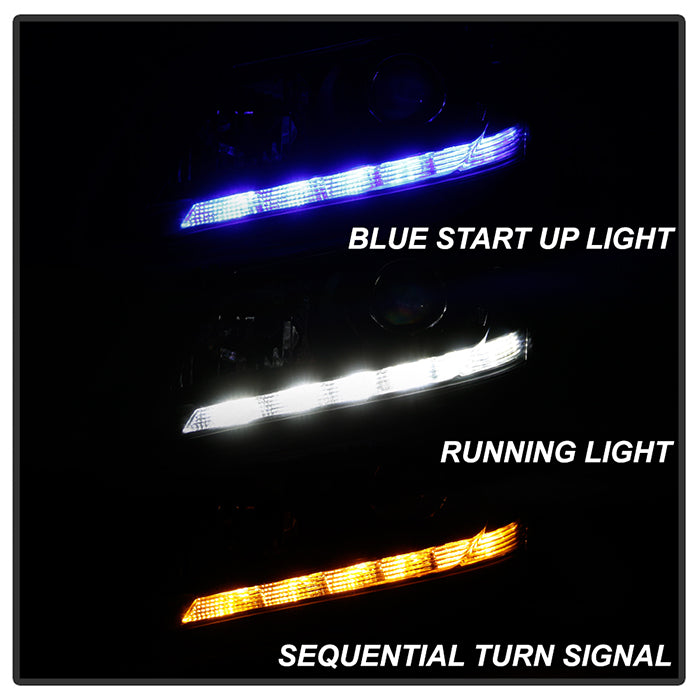 xTune 13-15 Honda Accord LED Blue Start / Sequential Signal DRL Proj - Blk - PRO-JH-HA14-4D-SLED-BK