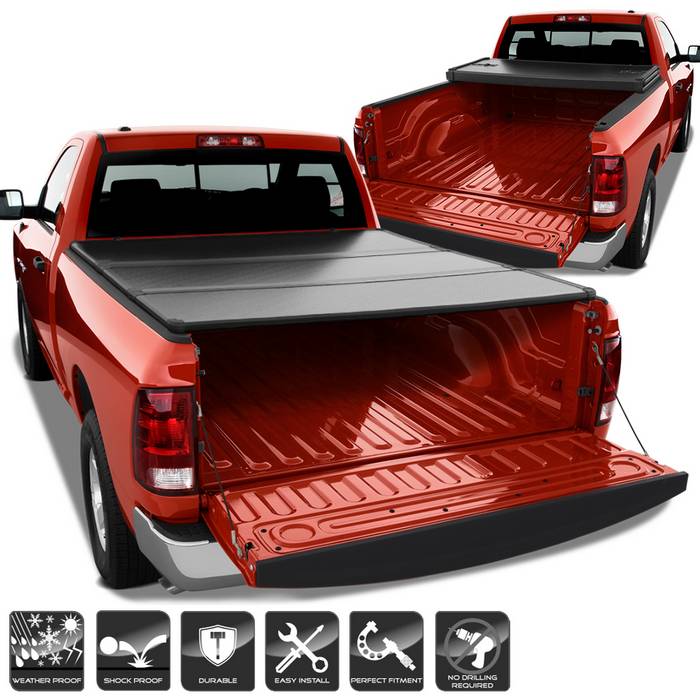 xTune 02-09 Dodge Ram 72in. Short Bed Hard Tri-Fold Style Tonneau Cover - Black (TC-HTF-DR02-72)