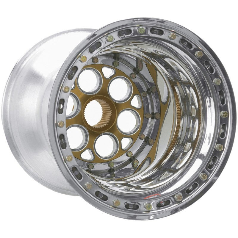 Weld Magnum Sprint 15x17 / 42-Spline / 7in. BS Gold Wheel - Outer Beadlock w/6-Dzus Cover