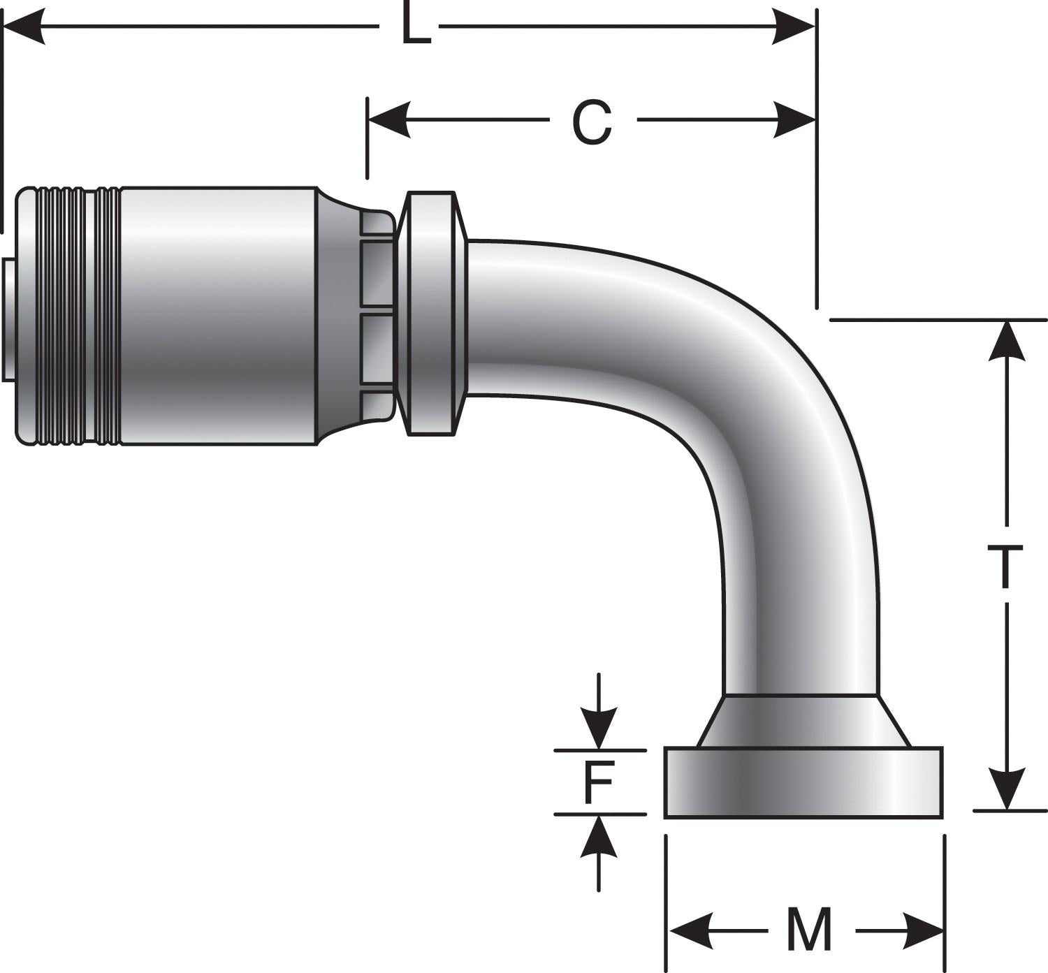 Gates Hydraulic GlobalSpiral MAX Pressure Code 62 O-Ring Flange Heavy - 90 Bent Tube