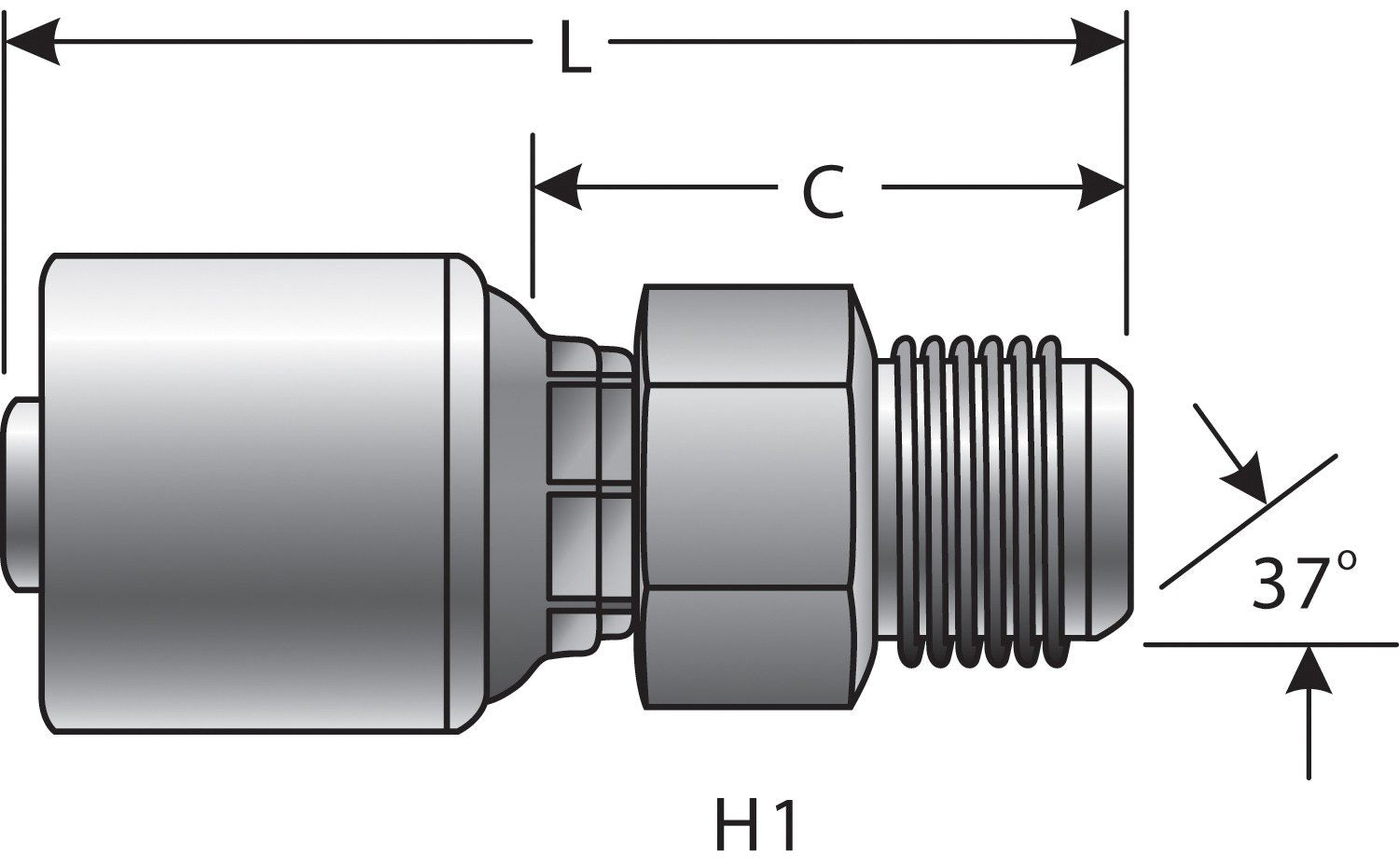 Gates MegaCrimp Couplings Male JIC 37 Deg Flare - 125 Pack