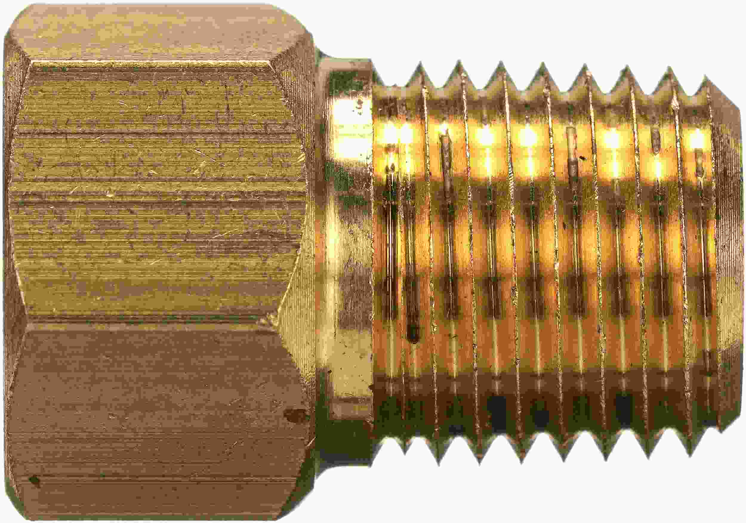 Gates Brass Threaded Sleeve to Male Pipe - 5/16-24 Thread 1 / 1/8-27 Thread 2 / 1/8 Outside Diameter