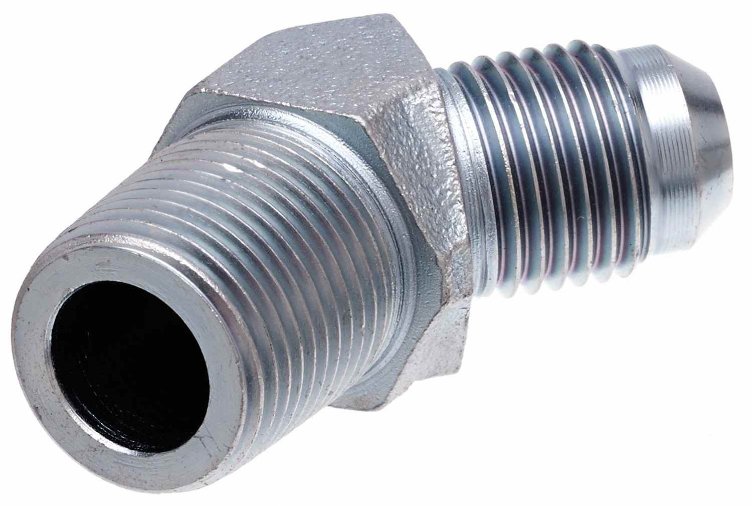 Gates Hydraulic Adapter Male British Standard Pipe Tapered Thread to Male JIC 37 Deg Flare 45 Deg