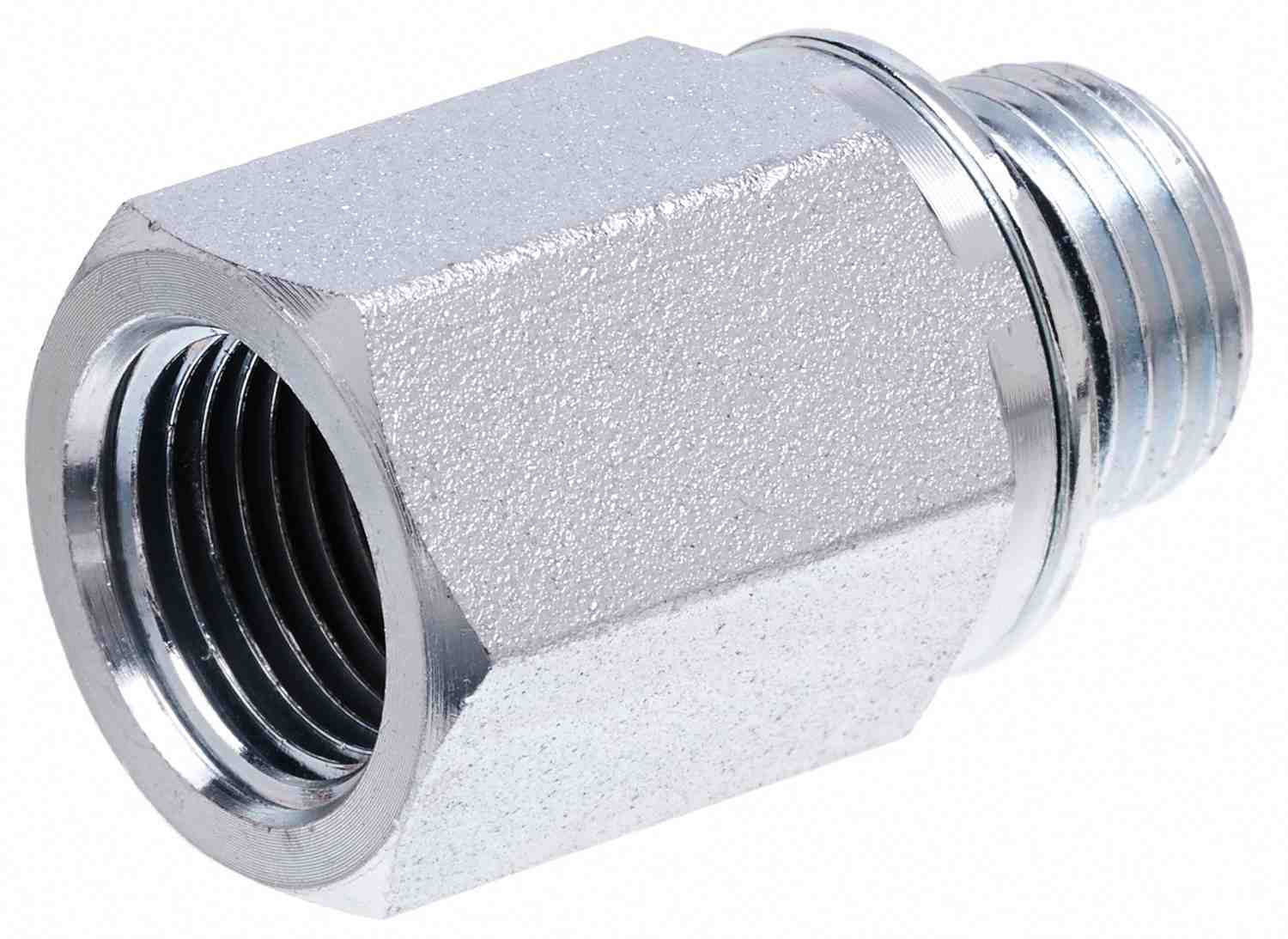 Gates Hydraulic Adapter Male Metric w/ O-Ring to Female Pipe NPTF - M12x1.5 to 1/4-18 Thread