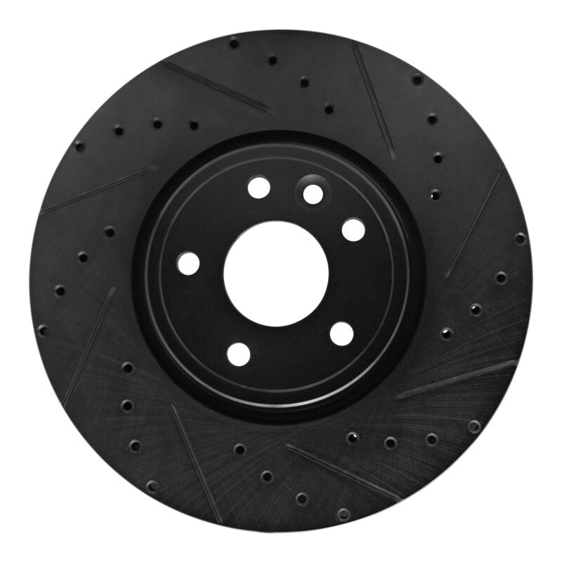 R1 17-19 Jaguar XE Front Right Drilled & Slotted Black Brake Rotor