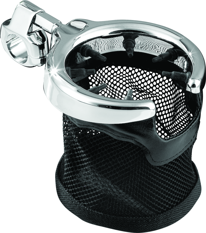 Kuryakyn Drink Holder with Mesh Basket 1 inch Clamp Chrome