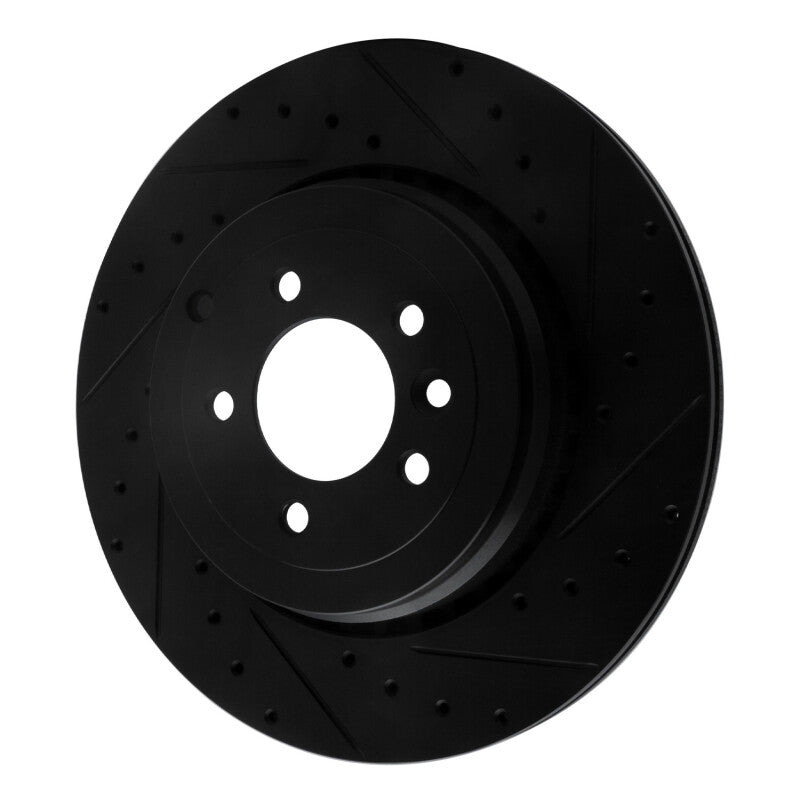 R1 10-13 Land Rover Range Rover Sport Rear Right Drilled & Slotted Black Brake Rotor