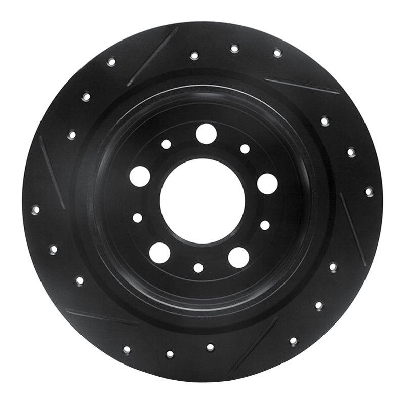 R1 97-98 Volvo V90 Rear Right Drilled & Slotted Black Brake Rotor