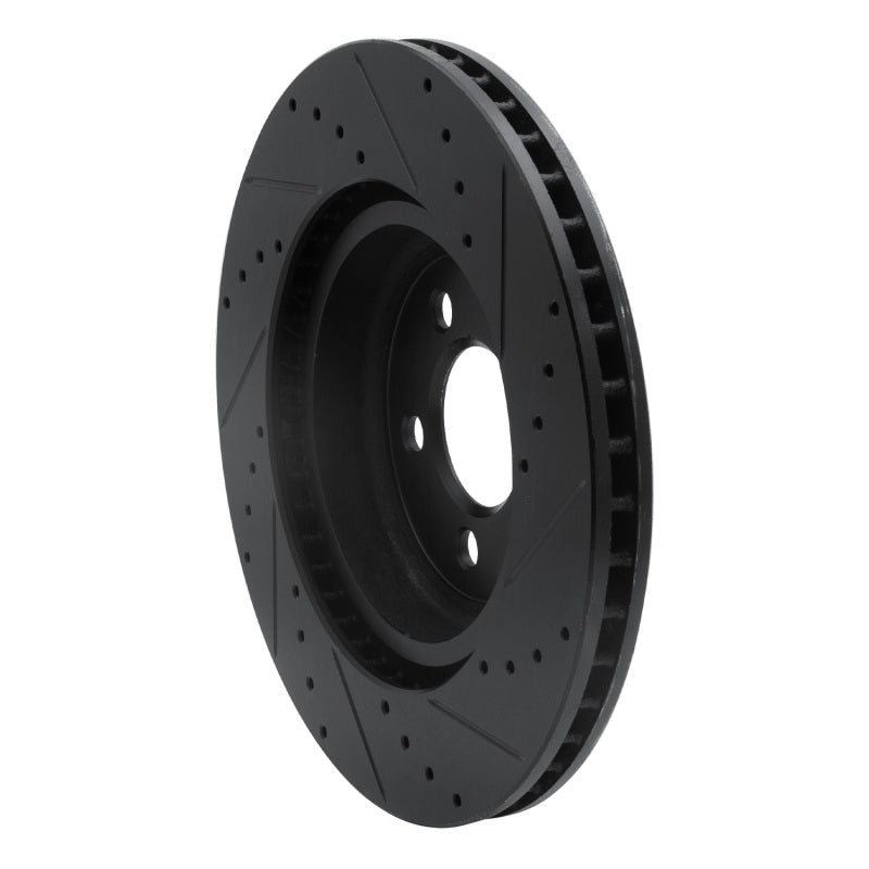 R1 2005-2023 Chrysler 300 Front Left Drilled & Slotted Black Brake Rotor