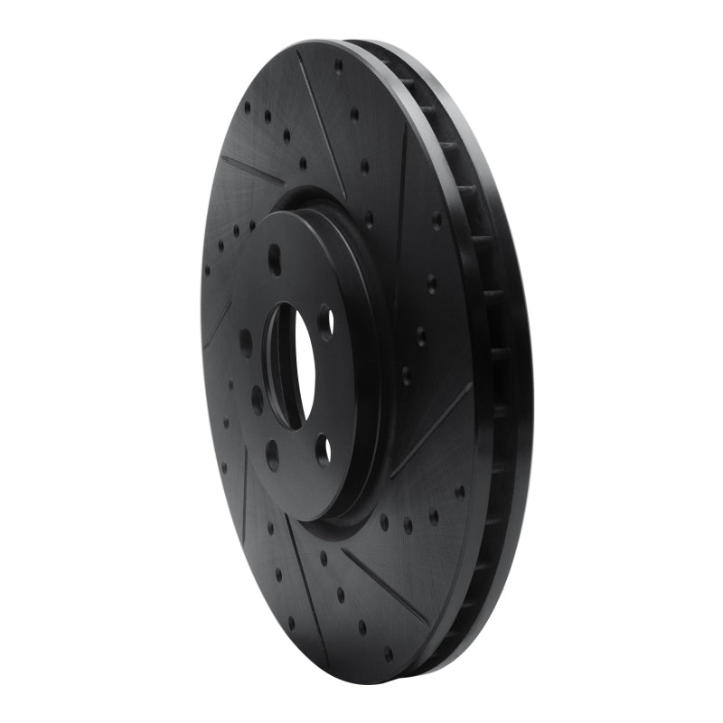 R1 15-19 Mini Cooper Countryman Front Right Drilled & Slotted Black Brake Rotor