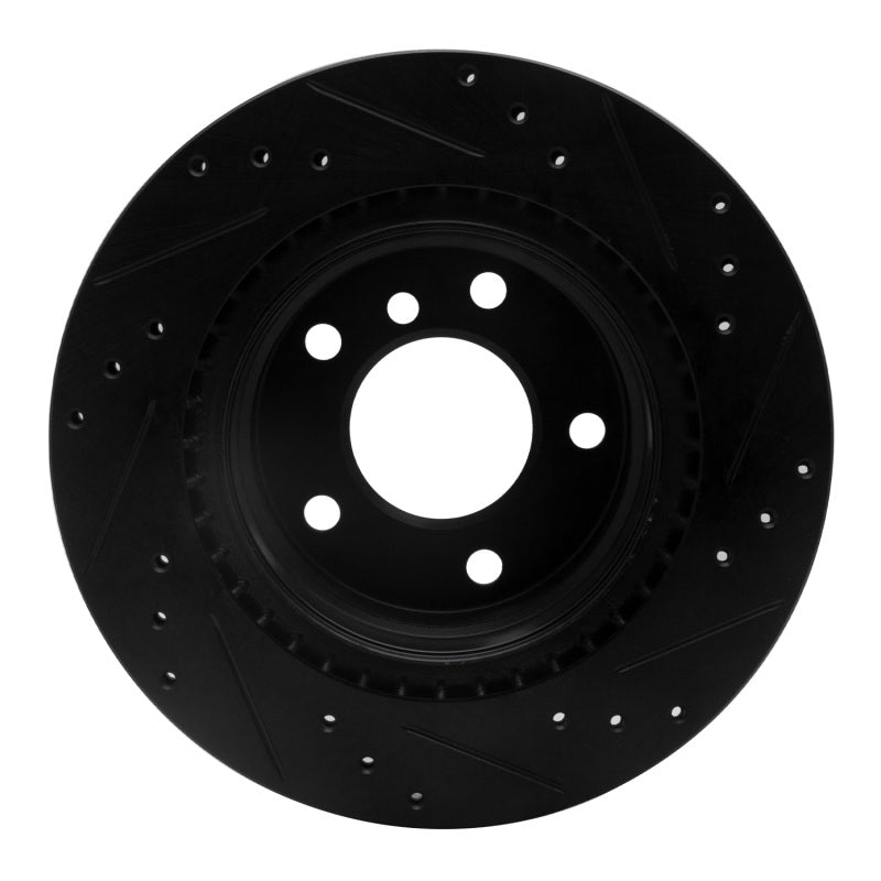R1 08-13 BMW 128I Rear Left Drilled & Slotted Black Brake Rotor