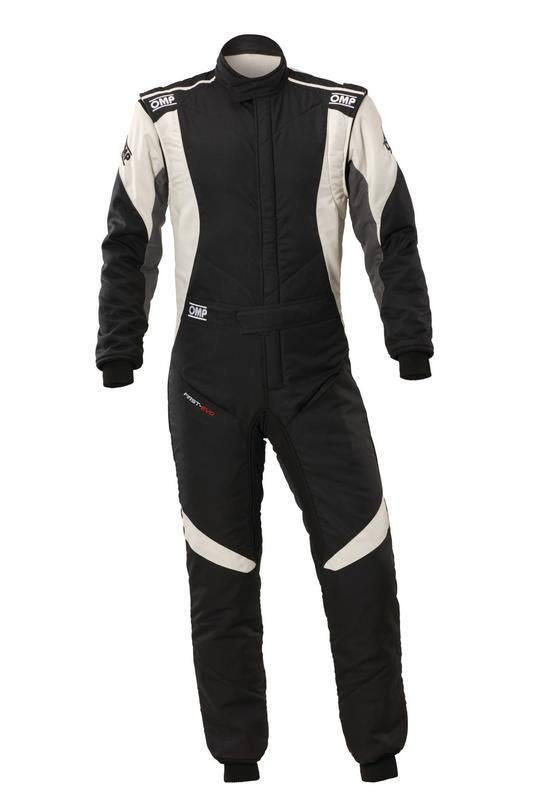 OMP FIRST EVO OVERALL my2025 FIA 8856-2018/SFI BLACK / WHITE SZ 54