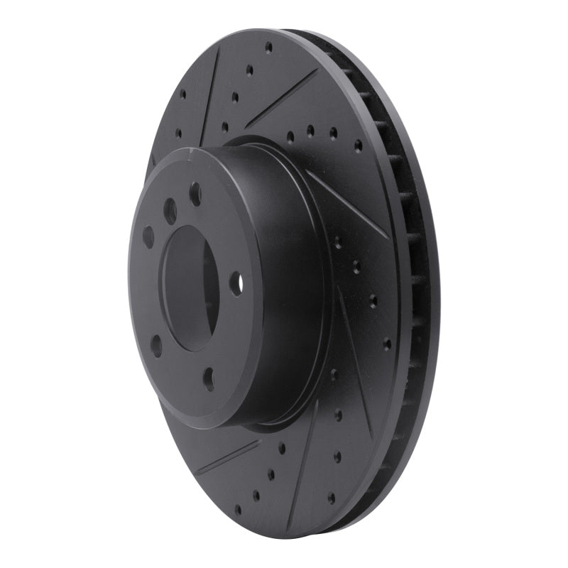 R1 04-10 BMW 528XI Front Left Drilled & Slotted Black Brake Rotor