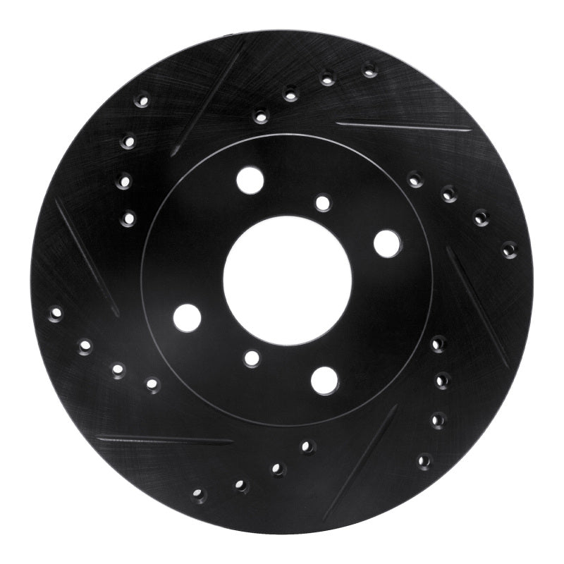 R1 99-07 Suzuki AERio Front Left Drilled & Slotted Black Brake Rotor